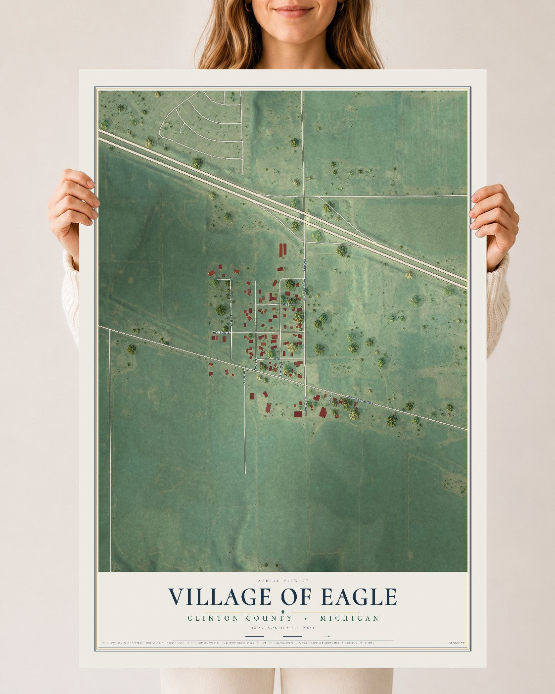 Map of Eagle, Michigan, 24 x 36 inch unframed archival matte print