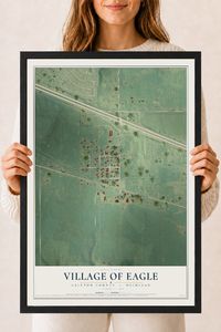 Map of Eagle, Michigan, 18 x 24 inch print in a black wood frame