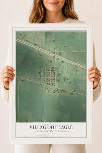 Map of Eagle, Michigan, 18 x 24 inch print in a white wood frame