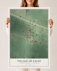 Map of Eagle, Michigan, 24 x 36 inch unframed archival matte print