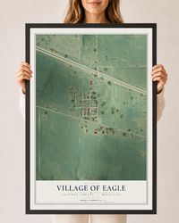 Map of Eagle, Michigan, 24 x 36 inch print in a black wood frame