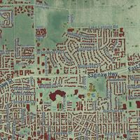 Close-up of the map of East Lansing, Michigan print showing street and building detail