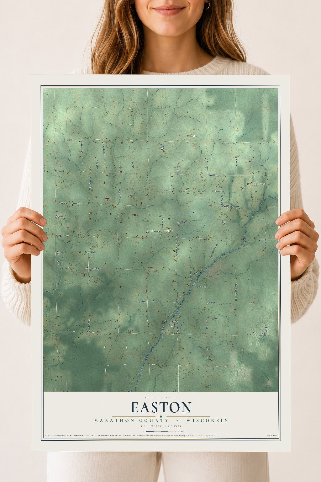 Map of Easton, Marathon County, Wisconsin, 18 x 24 inch unframed archival matte print