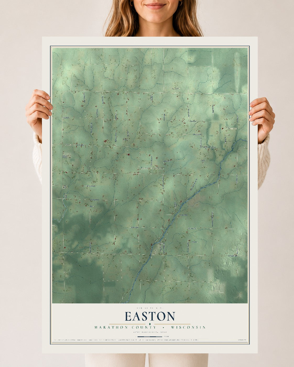 Map of Easton, Marathon County, Wisconsin, 24 x 36 inch unframed archival matte print