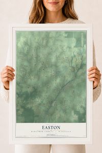 Map of Easton, Marathon County, Wisconsin, 18 x 24 inch print in a white wood frame