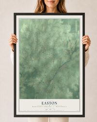 Map of Easton, Marathon County, Wisconsin, 24 x 36 inch print in a black wood frame