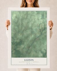 Map of Easton, Marathon County, Wisconsin, 24 x 36 inch print in a white wood frame