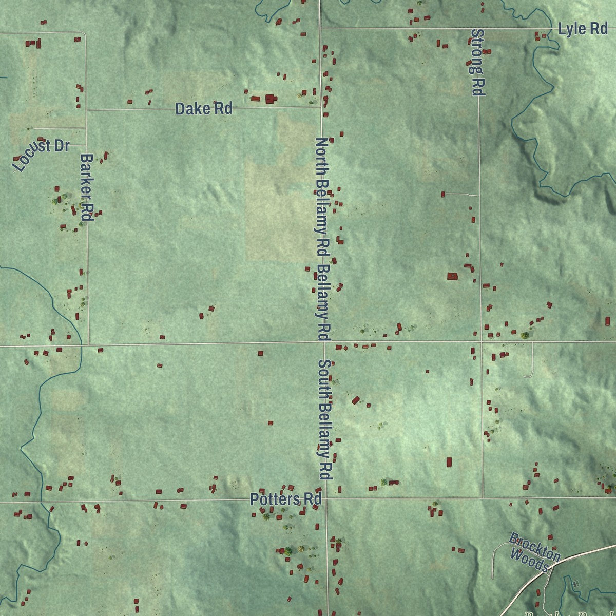 Second close-up of the map of Easton, Michigan print showing more streets and buildings