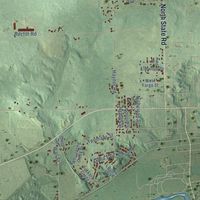 Close-up of the map of Easton, Michigan print showing street and building detail