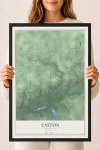 Map of Easton, Michigan, 18 x 24 inch print in a black wood frame