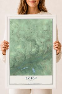 Map of Easton, Michigan, 18 x 24 inch print in a white wood frame