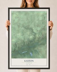 Map of Easton, Michigan, 24 x 36 inch print in a black wood frame