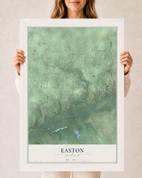 Map of Easton, Michigan, 24 x 36 inch print in a white wood frame