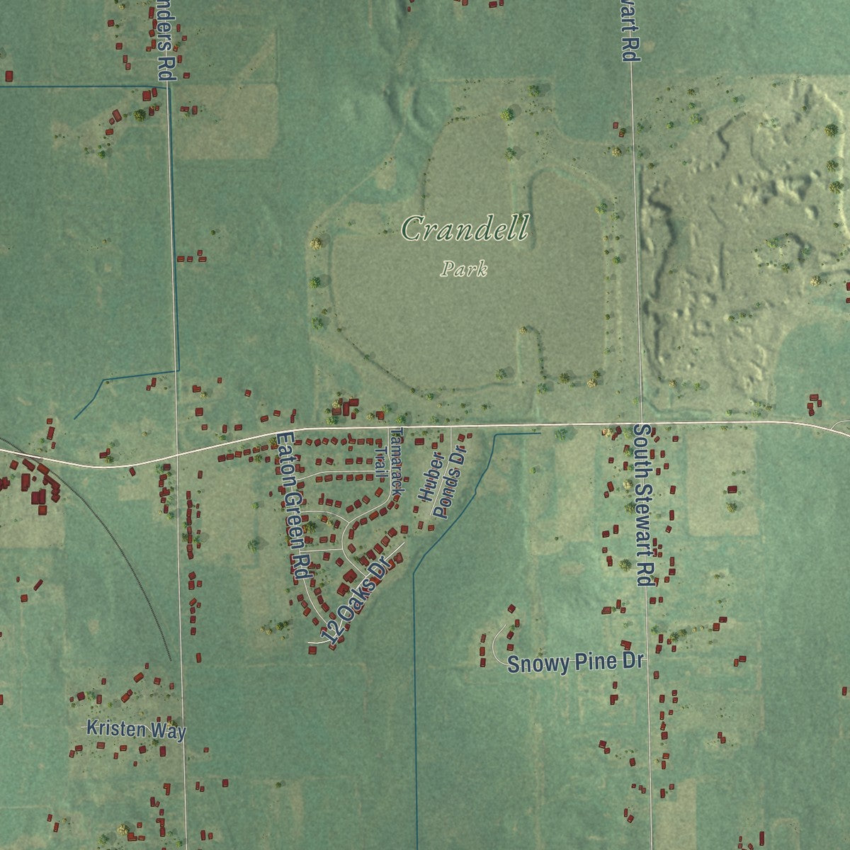 Second close-up of the map of Eaton, Michigan print showing more streets and buildings
