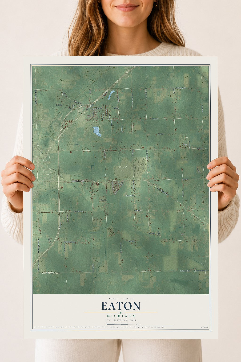 Map of Eaton, Michigan, 18 x 24 inch unframed archival matte print