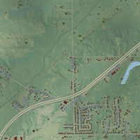 Close-up of the map of Eaton, Michigan print showing street and building detail
