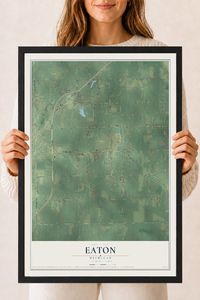 Map of Eaton, Michigan, 18 x 24 inch print in a black wood frame