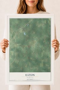 Map of Eaton, Michigan, 18 x 24 inch print in a white wood frame