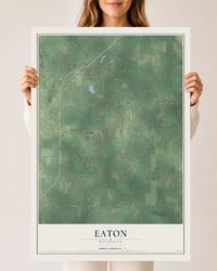 Map of Eaton, Michigan, 24 x 36 inch unframed archival matte print