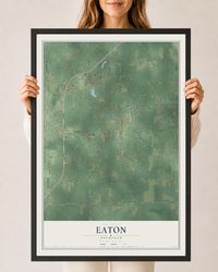 Map of Eaton, Michigan, 24 x 36 inch print in a black wood frame