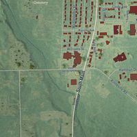 Second close-up of the map of Eaton Rapids, Michigan print showing more streets and buildings