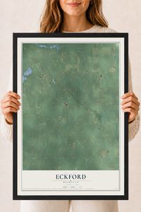 Map of Eckford, Michigan, 18 x 24 inch print in a black wood frame