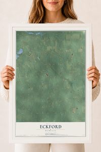 Map of Eckford, Michigan, 18 x 24 inch print in a white wood frame