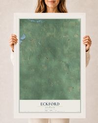 Map of Eckford, Michigan, 24 x 36 inch print in a white wood frame