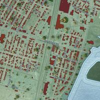 Second close-up of the map of Ecorse, Michigan print showing more streets and buildings