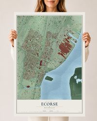 Map of Ecorse, Michigan, 24 x 36 inch unframed archival matte print