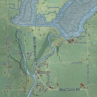 Close-up of the map of Edenville, Michigan print showing street and building detail