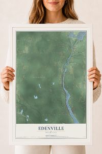 Map of Edenville, Michigan, 18 x 24 inch print in a white wood frame