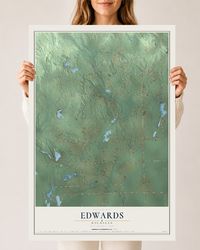 Map of Edwards, Michigan, 24 x 36 inch unframed archival matte print