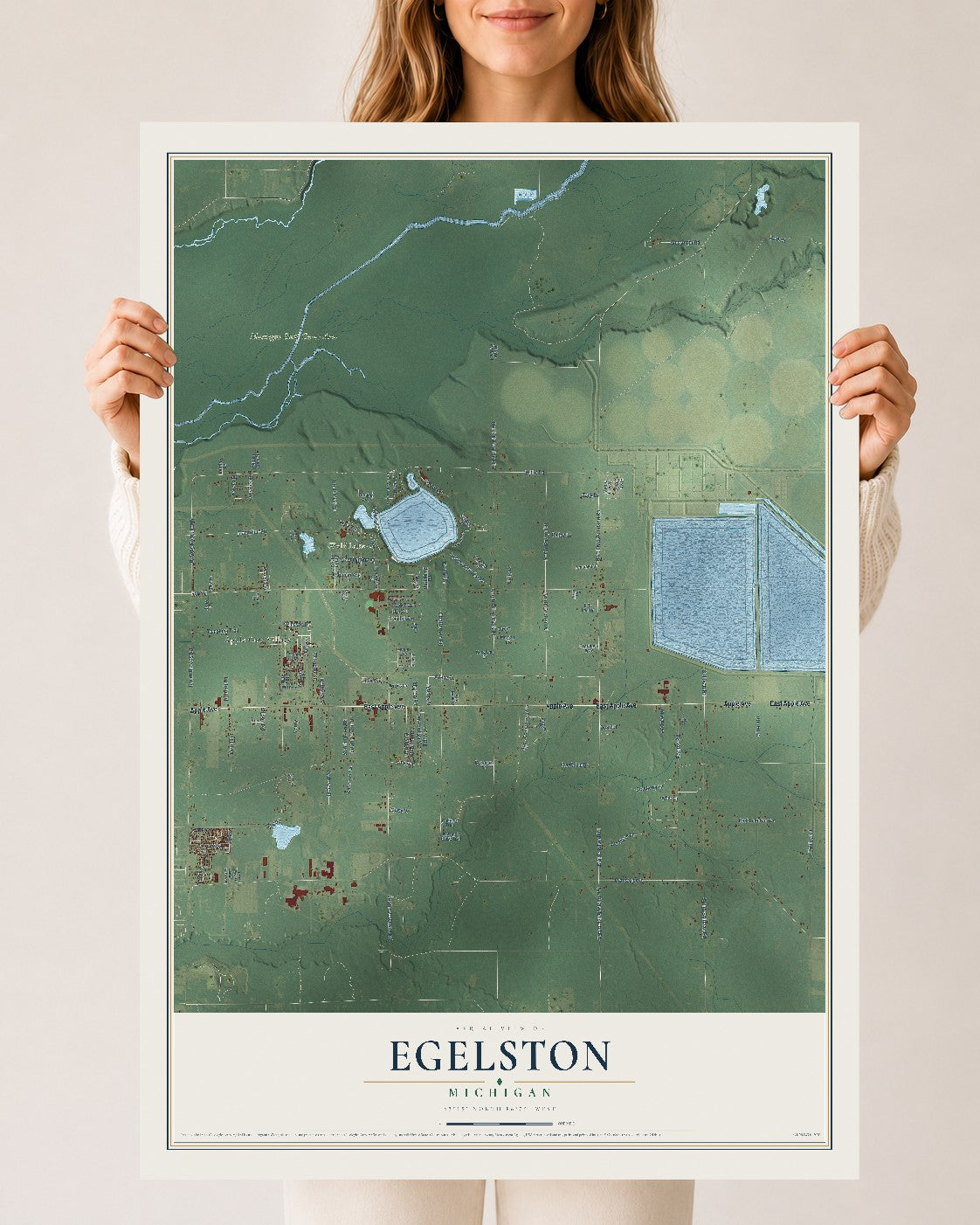 Map of Egelston, Michigan, 24 x 36 inch unframed archival matte print
