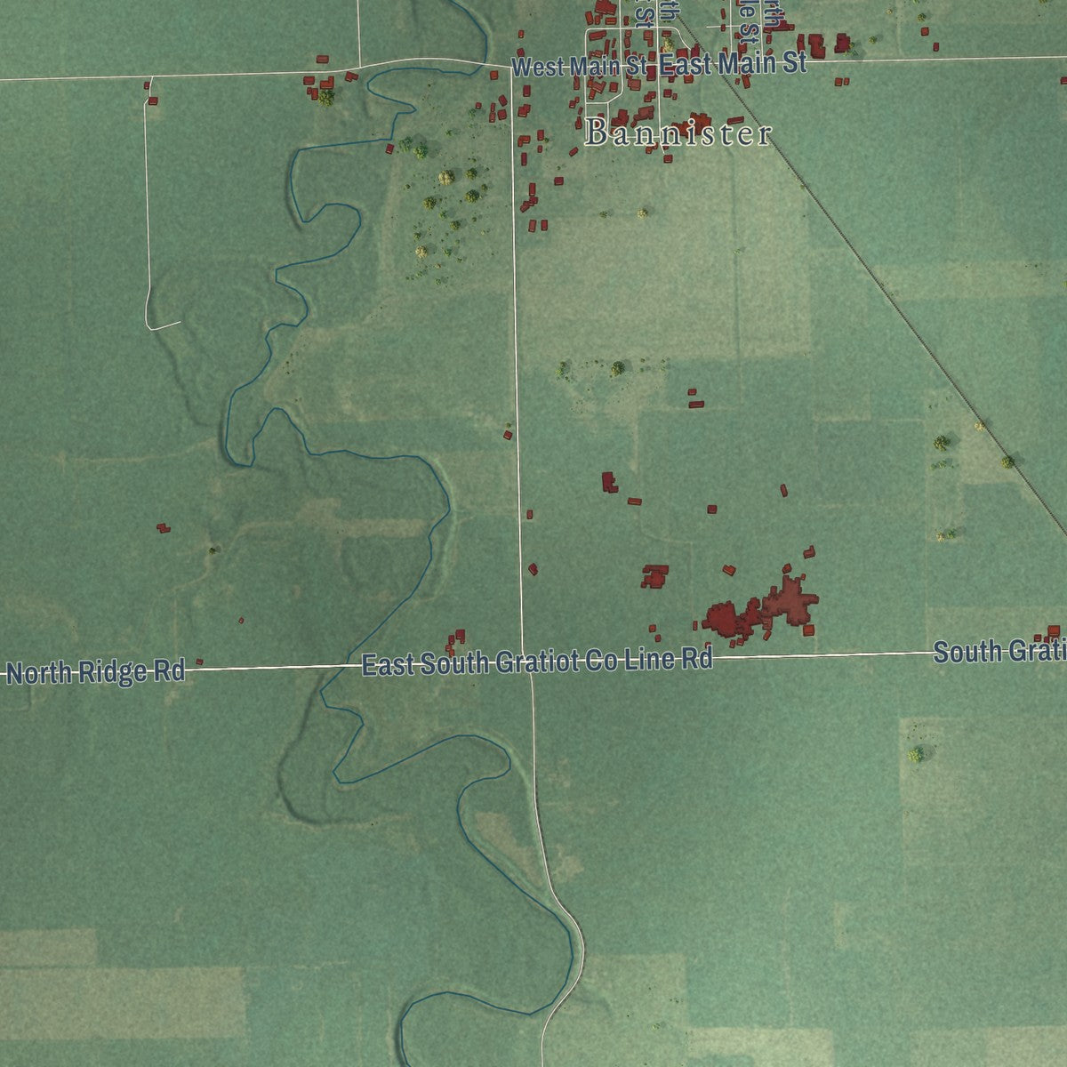 Second close-up of the map of Elba, Gratiot County, Michigan print showing more streets and buildings