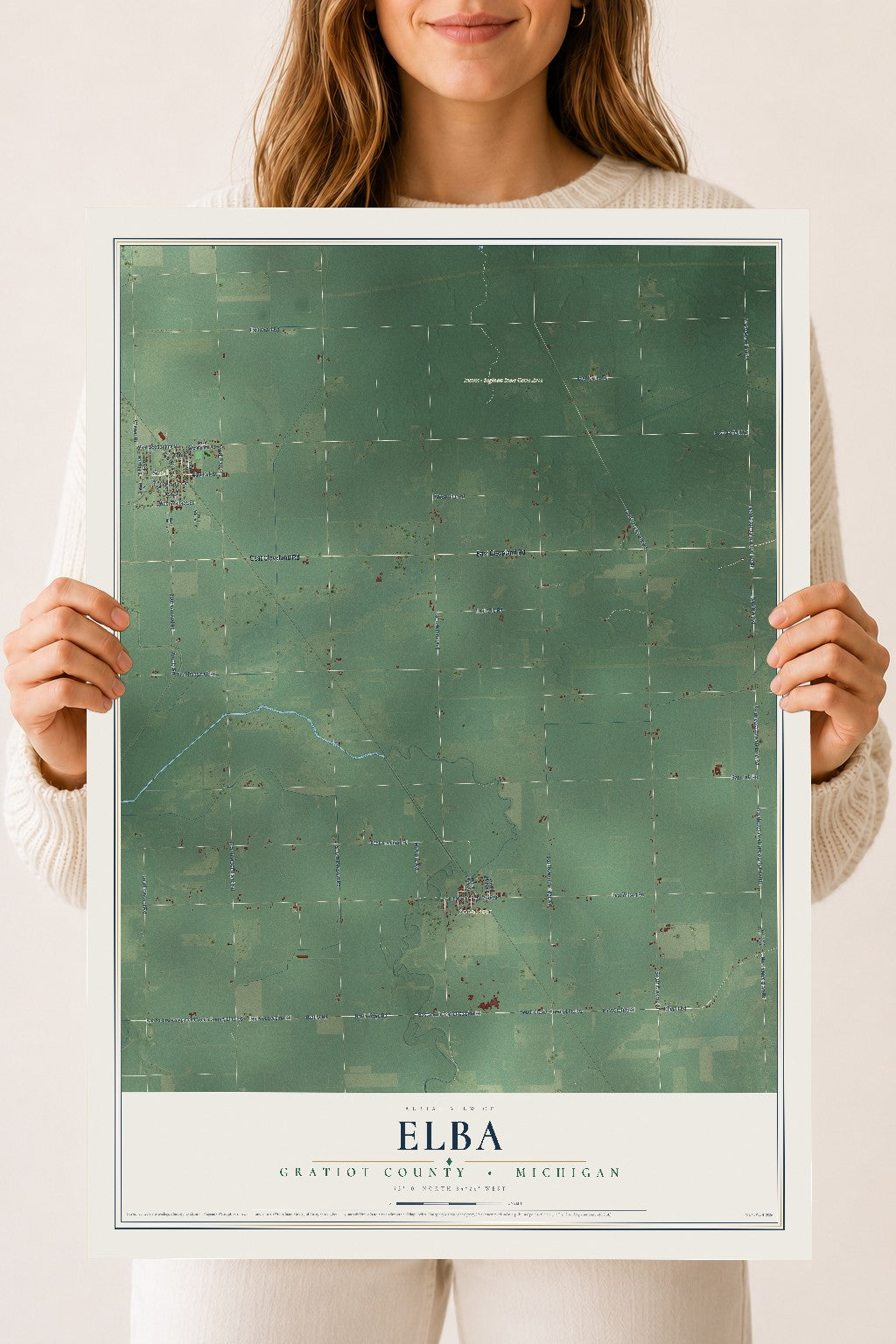 Map of Elba, Gratiot County, Michigan, 18 x 24 inch unframed archival matte print