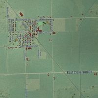 Close-up of the map of Elba, Gratiot County, Michigan print showing street and building detail