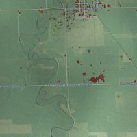 Second close-up of the map of Elba, Gratiot County, Michigan print showing more streets and buildings
