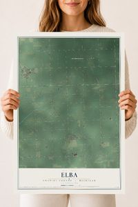 Map of Elba, Gratiot County, Michigan, 18 x 24 inch unframed archival matte print