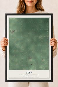 Map of Elba, Gratiot County, Michigan, 18 x 24 inch print in a black wood frame