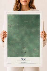 Map of Elba, Gratiot County, Michigan, 18 x 24 inch print in a white wood frame