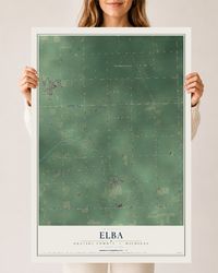 Map of Elba, Gratiot County, Michigan, 24 x 36 inch unframed archival matte print