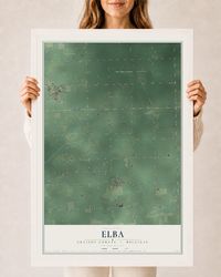 Map of Elba, Gratiot County, Michigan, 24 x 36 inch print in a white wood frame