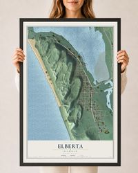 Map of Elberta, Michigan, 24 x 36 inch print in a black wood frame