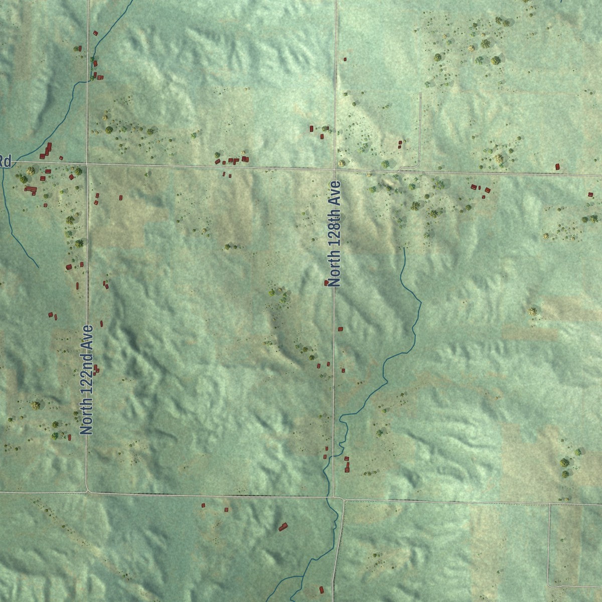 Close-up of the map of Elbridge, Michigan print showing street and building detail