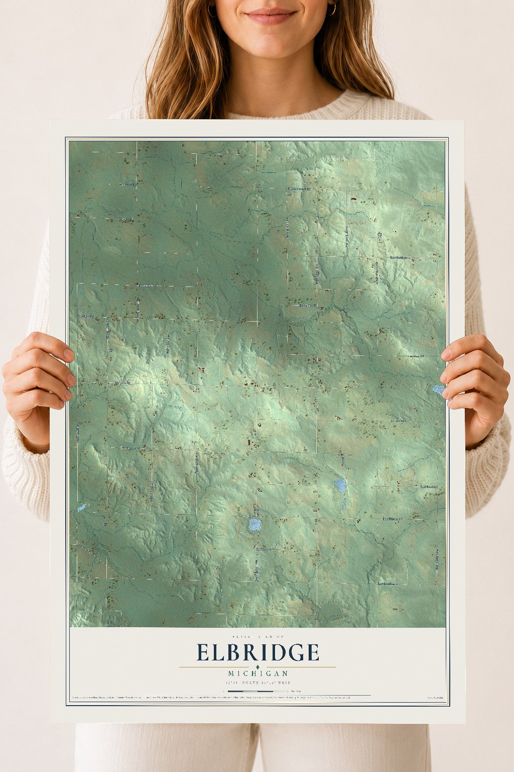 Map of Elbridge, Michigan, 18 x 24 inch unframed archival matte print