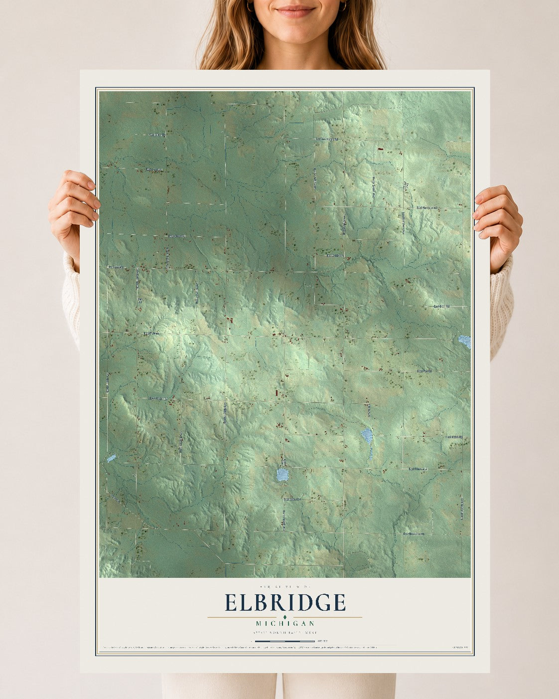 Map of Elbridge, Michigan, 24 x 36 inch unframed archival matte print