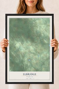 Map of Elbridge, Michigan, 18 x 24 inch print in a black wood frame