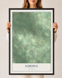 Map of Elbridge, Michigan, 24 x 36 inch print in a black wood frame