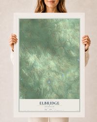 Map of Elbridge, Michigan, 24 x 36 inch print in a white wood frame